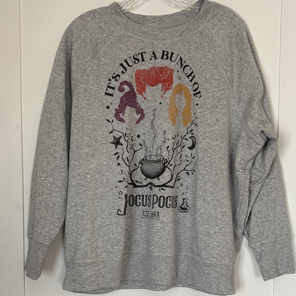Disney Hocus Pocus Heather Gray Sweatshirt Top